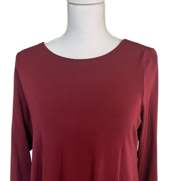 Eileen Fisher Tunic Top Medium Magenta Red Bell Sleeve Viscose Spandex Jersey - Picture 2 of 12